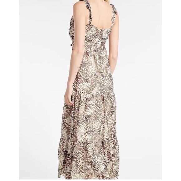 Express Maxi Dress Chiffon Tiered Animal Abstract Print Sleeveless Medium - Picture 2 of 10